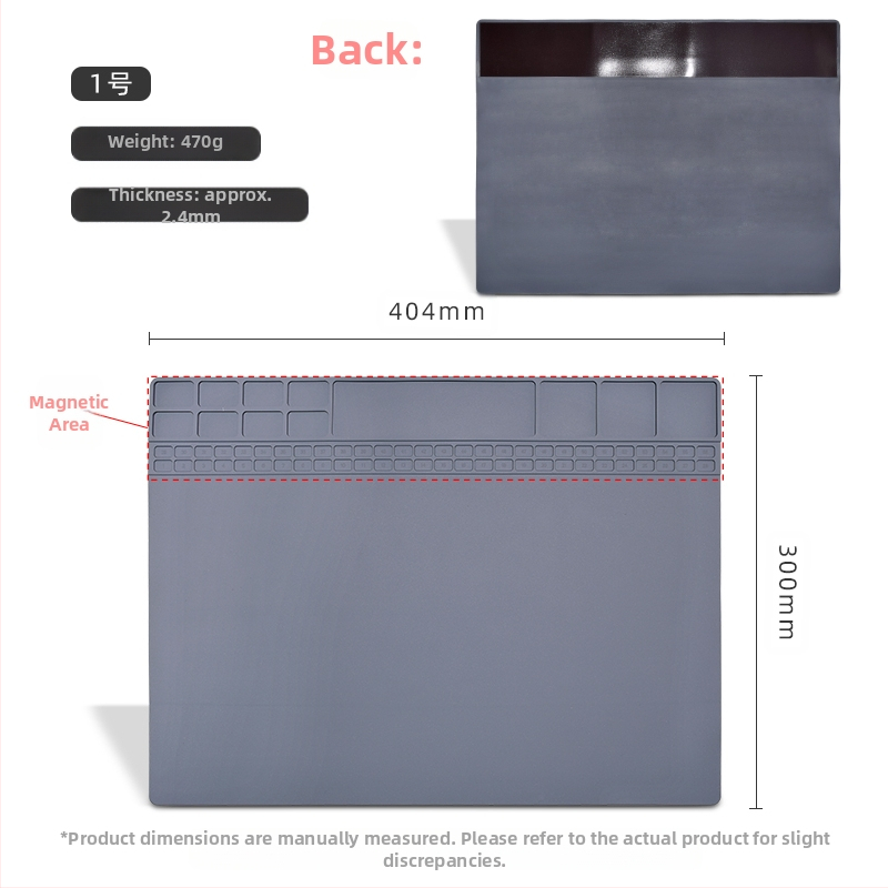 Datora un mobilā tālruņa remonta darbagalds ar magnētisku siltumizolācijas paliktni, silikona augstas temperatūras izturīgs galda paliktnis, karstā gaisa pistoles metināšanas galda paliktnis
