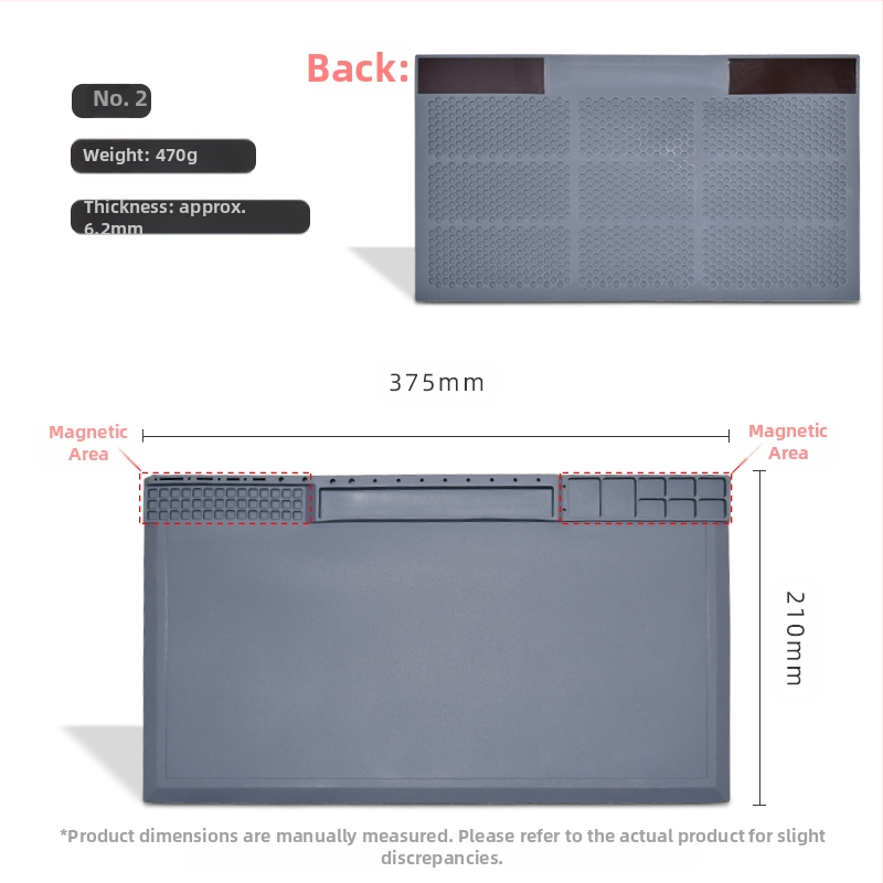 Datora un mobilā tālruņa remonta darbagalds ar magnētisku siltumizolācijas paliktni, silikona augstas temperatūras izturīgs galda paliktnis, karstā gaisa pistoles metināšanas galda paliktnis