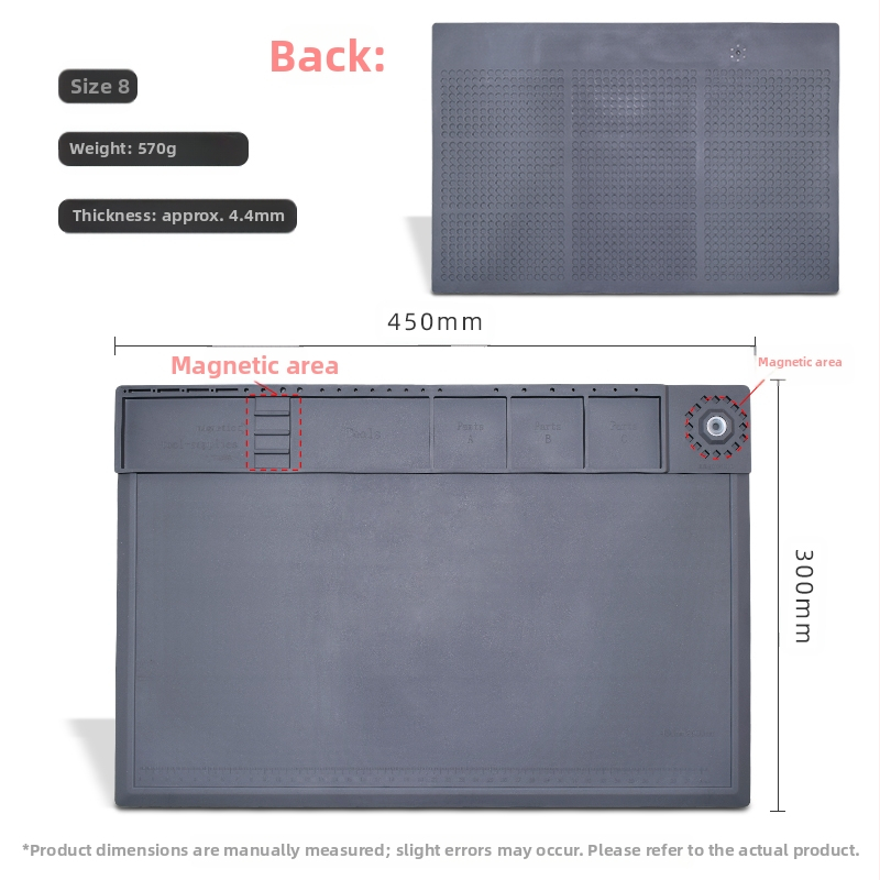 Datora un mobilā tālruņa remonta darbagalds ar magnētisku siltumizolācijas paliktni, silikona augstas temperatūras izturīgs galda paliktnis, karstā gaisa pistoles metināšanas galda paliktnis
