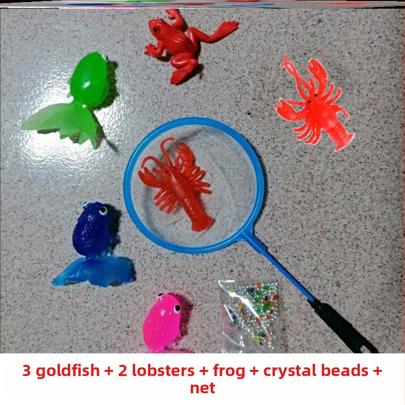 Ujuv kalamänguasi beebidele alushariduse lastele kuldkala võrgutasku silikoonist väike kala pehme kummist loom piiriülene eksport