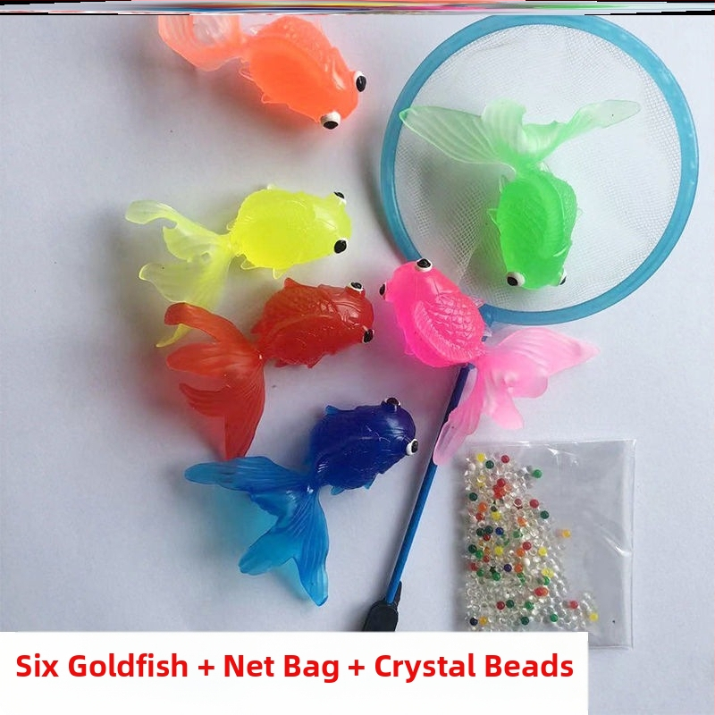 Ujuv kalamänguasi beebidele alushariduse lastele kuldkala võrgutasku silikoonist väike kala pehme kummist loom piiriülene eksport