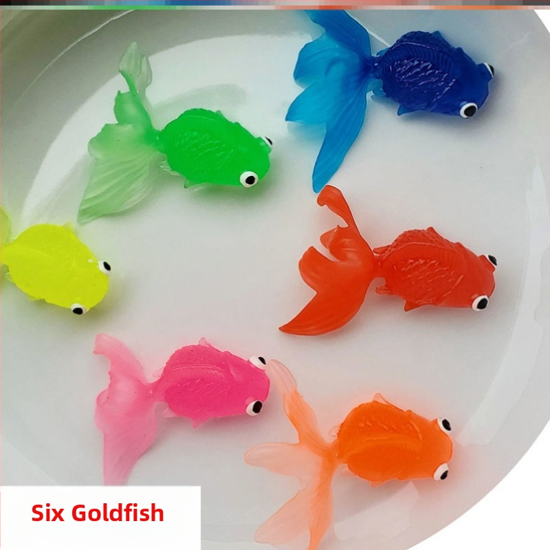 Ujuv kalamänguasi beebidele alushariduse lastele kuldkala võrgutasku silikoonist väike kala pehme kummist loom piiriülene eksport