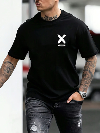 Ανδρικό T-shirt με στρογγυλή λαιμόκοψη και γραφικά \