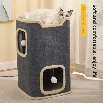 Katės laipiojimo rėmas, šiltas žieminis daugiasluoksnis katės lizdas, linksmas medžio skylė iš sizalio kibiro, kačių namelis, naminių gyvūnėlių reikmenys, žaislinis katės lizdas, kibiras