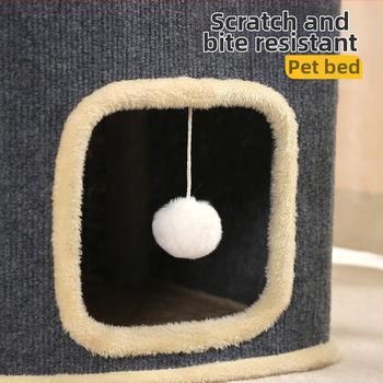 Katės laipiojimo rėmas, šiltas žieminis daugiasluoksnis katės lizdas, linksmas medžio skylė iš sizalio kibiro, kačių namelis, naminių gyvūnėlių reikmenys, žaislinis katės lizdas, kibiras