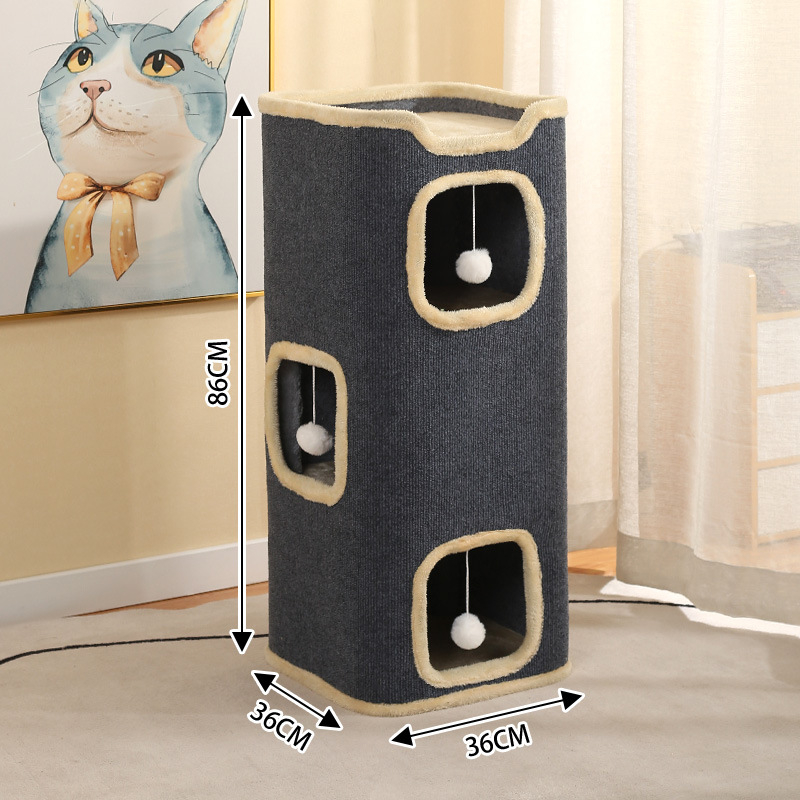 Katės laipiojimo rėmas, šiltas žieminis daugiasluoksnis katės lizdas, linksmas medžio skylė iš sizalio kibiro, kačių namelis, naminių gyvūnėlių reikmenys, žaislinis katės lizdas, kibiras