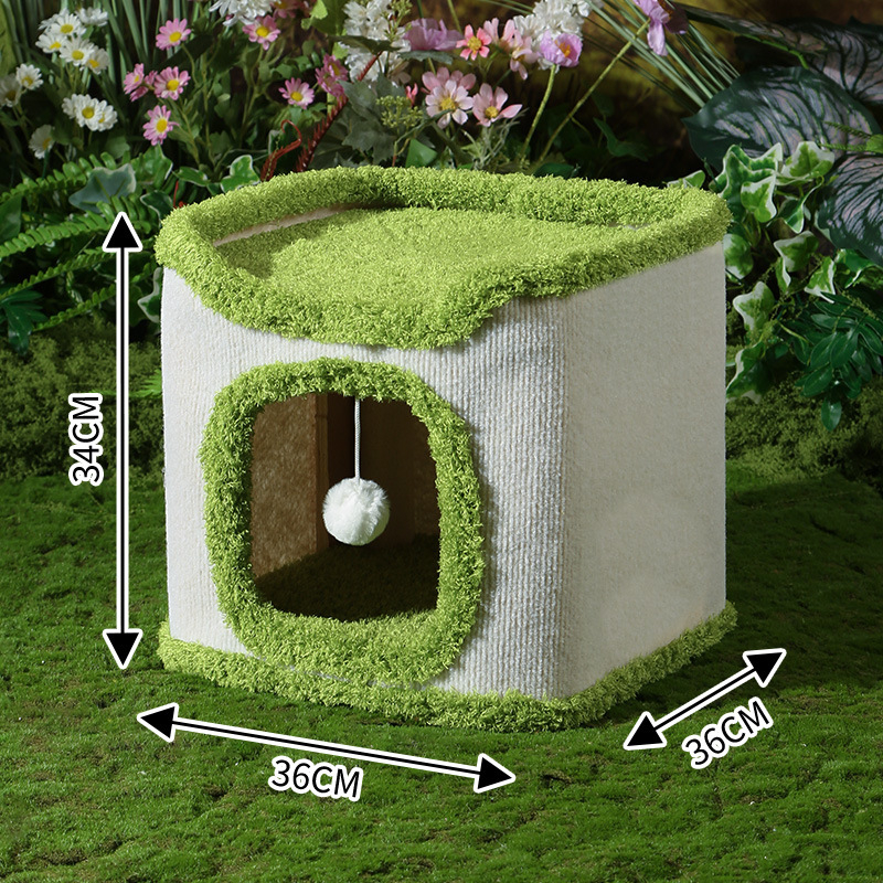 Katės laipiojimo rėmas, šiltas žieminis daugiasluoksnis katės lizdas, linksmas medžio skylė iš sizalio kibiro, kačių namelis, naminių gyvūnėlių reikmenys, žaislinis katės lizdas, kibiras