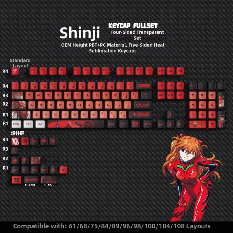 Pudding neljapoolne poolläbipaistev värviline sublimatsiooniklahvistik kohandatud mehaanilise klaviatuuri poolläbipaistva trükikomplekti Kuromi klahvistikud