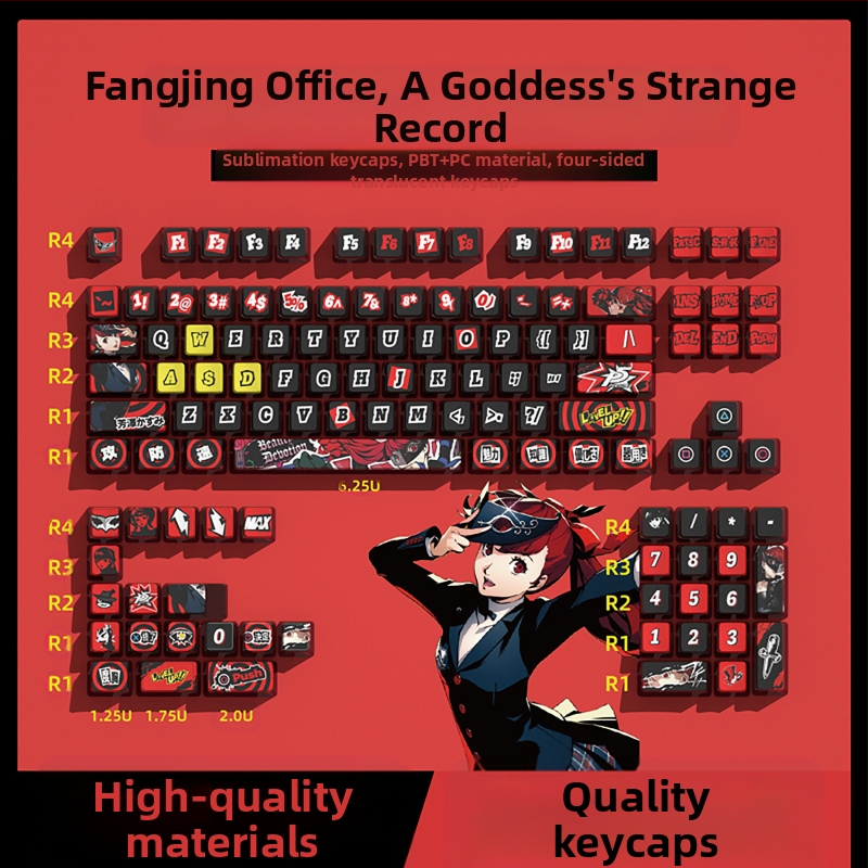 Pudding neljapoolne poolläbipaistev värviline sublimatsiooniklahvistik kohandatud mehaanilise klaviatuuri poolläbipaistva trükikomplekti Kuromi klahvistikud