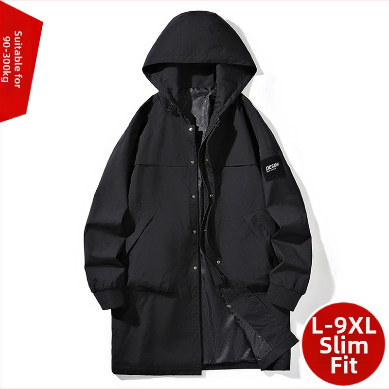 L-9XL Μεγάλο μέγεθος Μακρύ αντιανεμικό μπουφάν ανδρικό, φθινοπωρινό και χειμερινό, μοντέρνο, ανδρικό, all-match, με βαμβακερή επένδυση, plus size