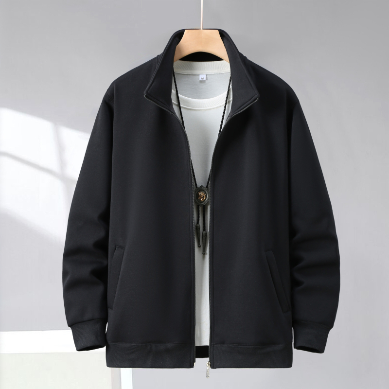 Meeste sügis-talvine trendikas uus jakk, moodne lihtne vabaaja revääriga komposiitpiima siidist kraega kardigan