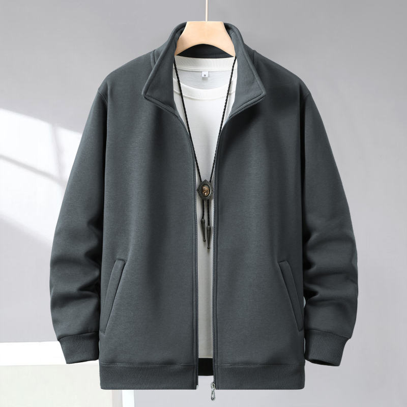 Meeste sügis-talvine trendikas uus jakk, moodne lihtne vabaaja revääriga komposiitpiima siidist kraega kardigan