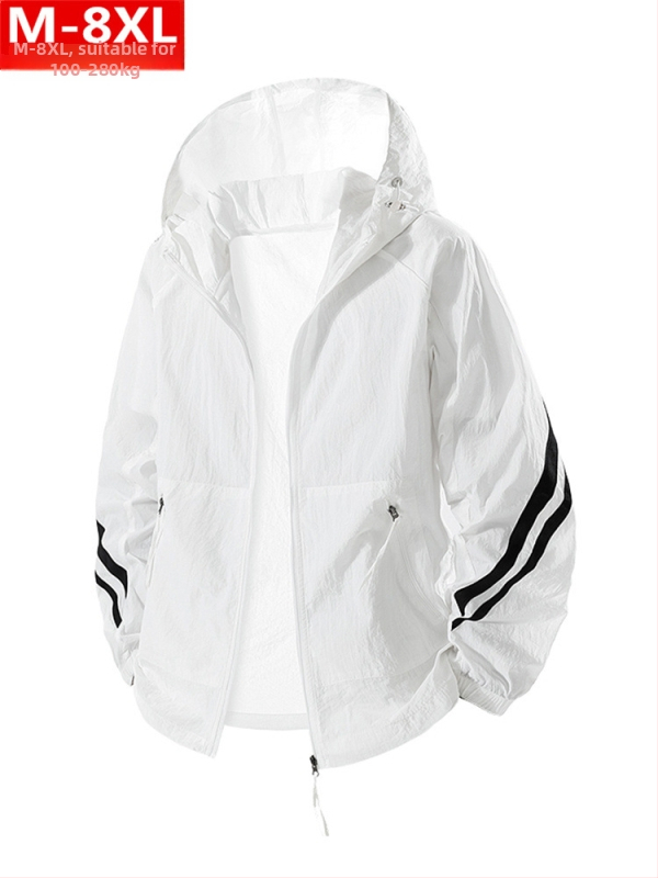 Лятно модерно мъжко дишащо тънко яке от ледена коприна за дебели мъже, големи размери, свободно, бързосъхнещо облекло за защита от слънцето