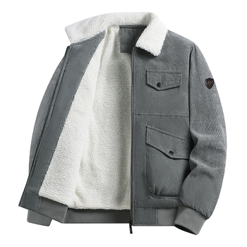 Ανδρικό μπουφάν από βαμβάκι από μαλλί αρνιού, μοντέρνο, χειμερινό, μπουφάν με χοντρό πέτο και πολλές τσέπες, ζεστό, πανωφόρι