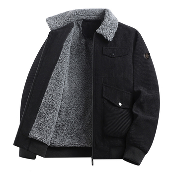 Ανδρικό μπουφάν από βαμβάκι από μαλλί αρνιού, μοντέρνο, χειμερινό, μπουφάν με χοντρό πέτο και πολλές τσέπες, ζεστό, πανωφόρι