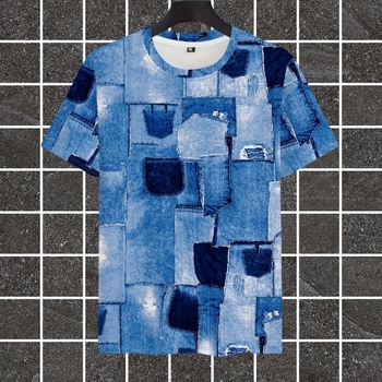 Hiphopi alternatiivse moeplaaster 3D-prindiga suvine meeste T-särk, tänavatrend, vabaaja lühikeste varrukatega O-kraega loominguline riietus