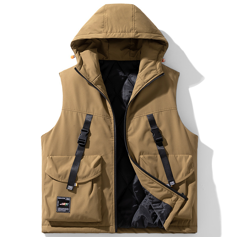 Medvilninė liemenė Retro daugiakišenė darbo liemenė vyrams madinga prekės ženklo gatvės laisva viršutinių drabužių plius trąšų prailginanti medvilninė striukė tarpvalstybinė