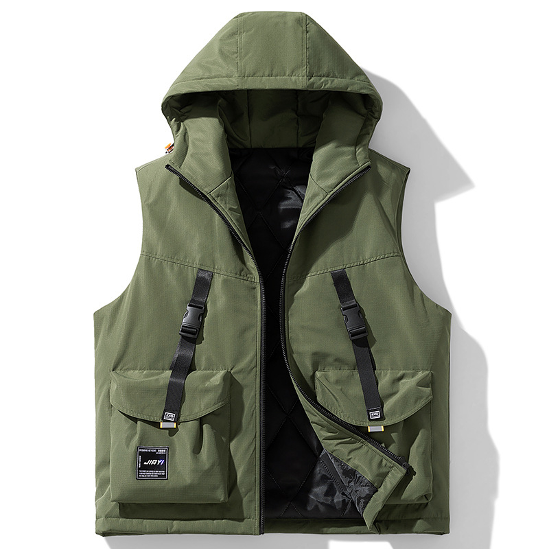 Medvilninė liemenė Retro daugiakišenė darbo liemenė vyrams madinga prekės ženklo gatvės laisva viršutinių drabužių plius trąšų prailginanti medvilninė striukė tarpvalstybinė