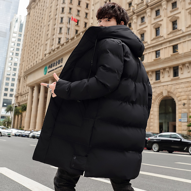 2021. aasta meeste talvine mantel noortele ja keskealistele sulejope puuvillase polstriga Tide ühevärviline pikk lahtine puuvillase polstriga jope meeste piiriülene hulgimüük