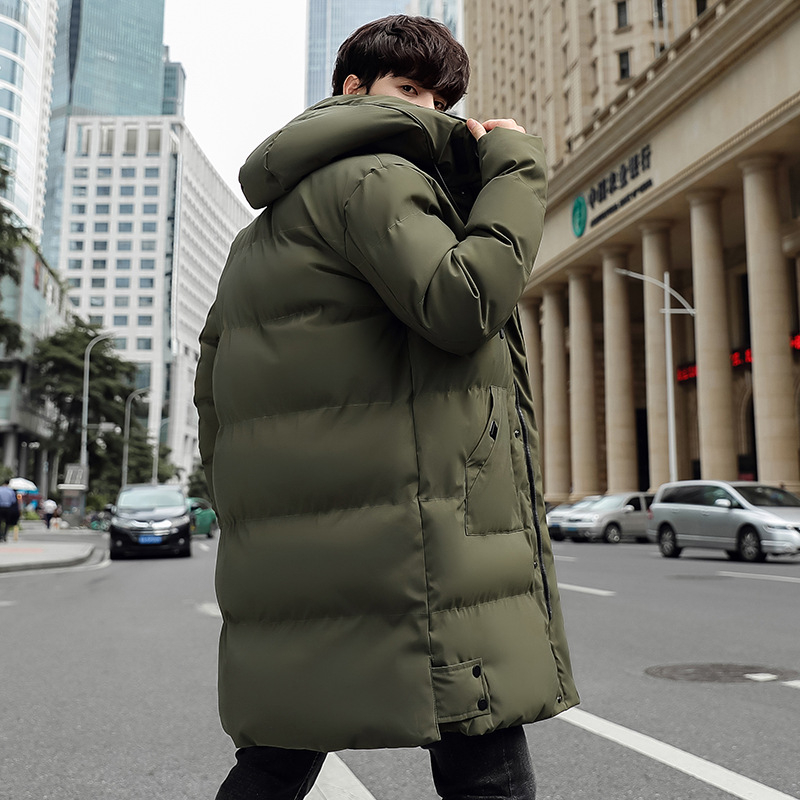 2021. aasta meeste talvine mantel noortele ja keskealistele sulejope puuvillase polstriga Tide ühevärviline pikk lahtine puuvillase polstriga jope meeste piiriülene hulgimüük