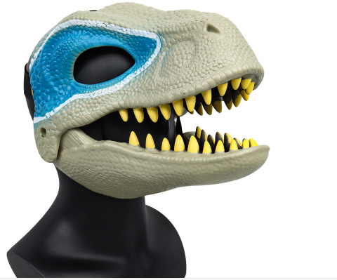 Амазонска маска за динозавър Велоцираптор с движеща се уста, животно за Хелоуин, маска на тиранозавър рекс, коледна шапка