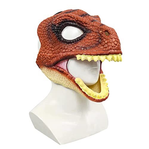Амазонска маска за динозавър Велоцираптор с движеща се уста, животно за Хелоуин, маска на тиранозавър рекс, коледна шапка