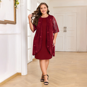 2025. aasta piiriülesed plahvatused, pluss-suuruses, ühevärviline hõbedane siidist erksavärviline võrkkangast elegantne bankett-seitsmepunktiga varrukatega võltskaheosaline kleit