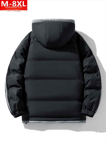 Χειμερινό, μοντέρνο ανδρικό παλτό σε στιλ Χονγκ Κονγκ, όμορφο, σε all-match χρώμα, με κουκούλα και βαμβακερή επένδυση, παχουλό, μεγάλο μέγεθος, συν ζεστό, βαμβακερό μπουφάν.
