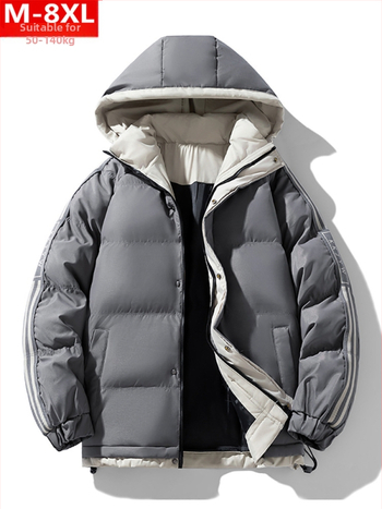 Χειμερινό, μοντέρνο ανδρικό παλτό σε στιλ Χονγκ Κονγκ, όμορφο, σε all-match χρώμα, με κουκούλα και βαμβακερή επένδυση, παχουλό, μεγάλο μέγεθος, συν ζεστό, βαμβακερό μπουφάν.