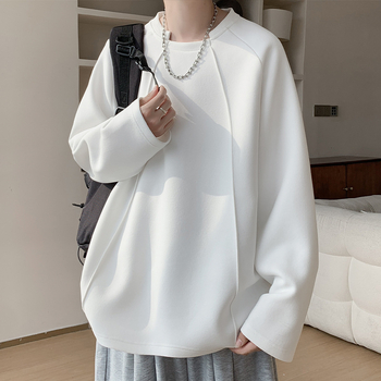 Ειδική Παρτίδα P35 Χωρίς Διαφορά Τιμής 2025 Φθινόπωρο Νέο Αμερικανικό Ρετρό Αποδομημένο Συγκολλητικό Μεγάλο Μέγεθος Μακρυμάνικο T-Shirt Ανδρικό T5073