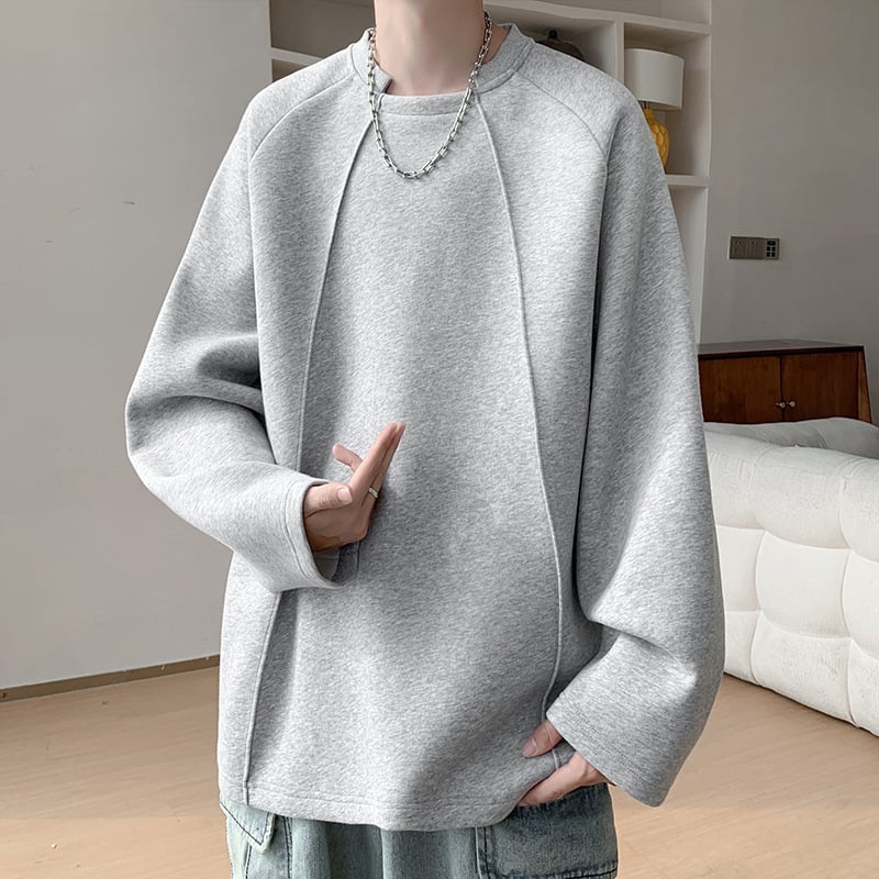 Īpaša partija P35 Bez cenu atšķirības 2025. gada rudens jauns amerikāņu retro dekonstruēts savienojošs liela izmēra garām piedurknēm T-krekls vīriešiem T5073