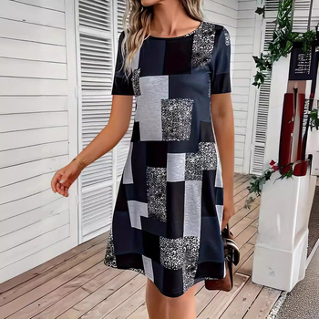 2024. aasta uus Amazoni kuuma mustriga ümara kaelusega kleit