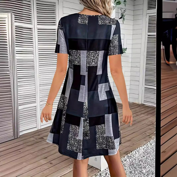 2024. aasta uus Amazoni kuuma mustriga ümara kaelusega kleit