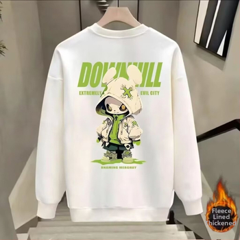 Meeste eristuv vabaaja kapuutsita trükiga trendikas brändi dressipluus, kõrgekvaliteediline ümara kaelusega, kitsa lõikega noorte pikkade varrukatega pluus