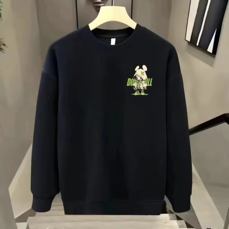 Meeste eristuv vabaaja kapuutsita trükiga trendikas brändi dressipluus, kõrgekvaliteediline ümara kaelusega, kitsa lõikega noorte pikkade varrukatega pluus