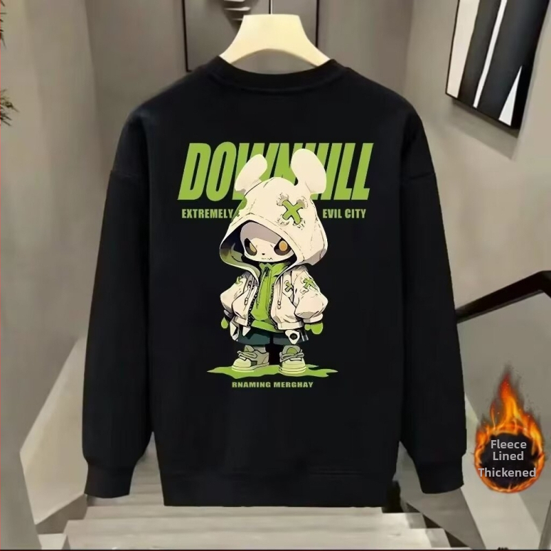 Meeste eristuv vabaaja kapuutsita trükiga trendikas brändi dressipluus, kõrgekvaliteediline ümara kaelusega, kitsa lõikega noorte pikkade varrukatega pluus