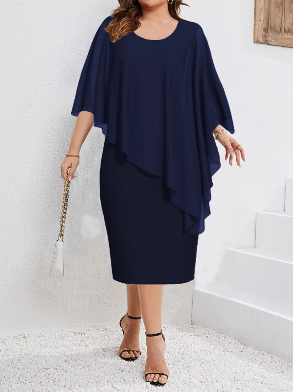 2025. aasta kevad- ja suve uus Euroopa ja Ameerika Amazoni piiriülene naiste ühevärviline varrukateta šifoonist sallidega puusadega pluss-suuruses kleit