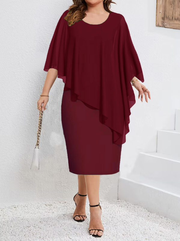 2025. aasta kevad- ja suve uus Euroopa ja Ameerika Amazoni piiriülene naiste ühevärviline varrukateta šifoonist sallidega puusadega pluss-suuruses kleit