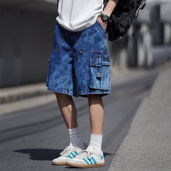 Vīriešu Retro Cargo šorti, plāni, mazgāti džinsa šorti, vasaras, brīvi, ikdienas, vīriešu, lielizmēra