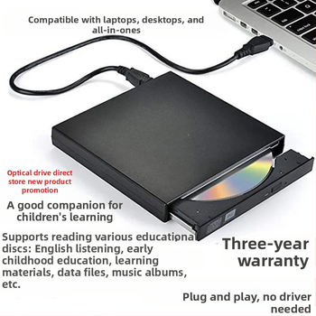 Unitate optică externă DVD, Blu-Ray, USB, fără driver, CD player, citire computer, VCD, arzător de discuri optice externe