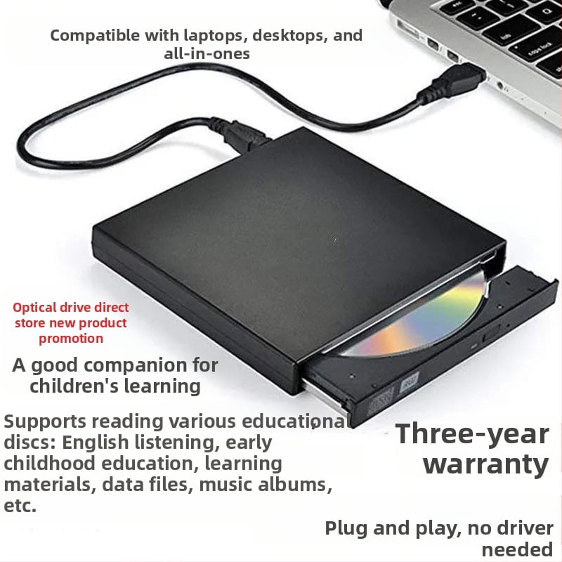 DVD ārējais optiskais diskdzinis Blu-Ray USB draivera nesaturošs CD atskaņotājs datoram, VCD ārējais optiskais disku ierakstītājs