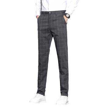 Ανδρικό Casual Μακρύ Παντελόνι Φθινόπωρο 2024 Ανδρικό Καρό Παντελόνι Στενή Εφαρμογή Κολλώδη Παντελόνια Άνοιξη και Φθινόπωρο Ριγέ Βρετανικό Ανδρικό Παντελόνι για Νέους