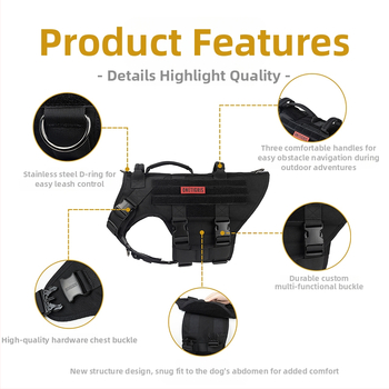 One Tiger [Blasting] koera rinnarihm k9 taktikaline veojõuköis vest keskmise suurusega suurele koerale rinnal seljaga kõndimiseks koer