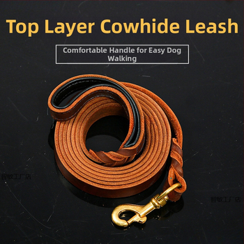 Λουρί σκύλου με στρώση κεφαλής από δέρμα αγελάδας, δερμάτινο λουρί σκύλου για μικρό, μεσαίο και μεγάλο σκύλο, αλυσίδα από δέρμα για γερμανικό ποιμενικό