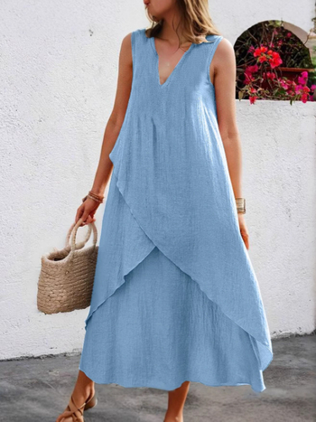 Καλοκαιρινό Ευρωπαϊκό και Αμερικανικό Διασυνοριακό Amazon Δημοφιλές Γυναικείο Casual Μονόχρωμο Φόρεμα