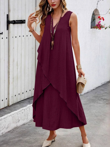 Καλοκαιρινό Ευρωπαϊκό και Αμερικανικό Διασυνοριακό Amazon Δημοφιλές Γυναικείο Casual Μονόχρωμο Φόρεμα