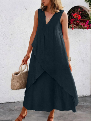 Καλοκαιρινό Ευρωπαϊκό και Αμερικανικό Διασυνοριακό Amazon Δημοφιλές Γυναικείο Casual Μονόχρωμο Φόρεμα