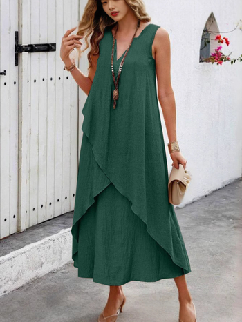 Καλοκαιρινό Ευρωπαϊκό και Αμερικανικό Διασυνοριακό Amazon Δημοφιλές Γυναικείο Casual Μονόχρωμο Φόρεμα