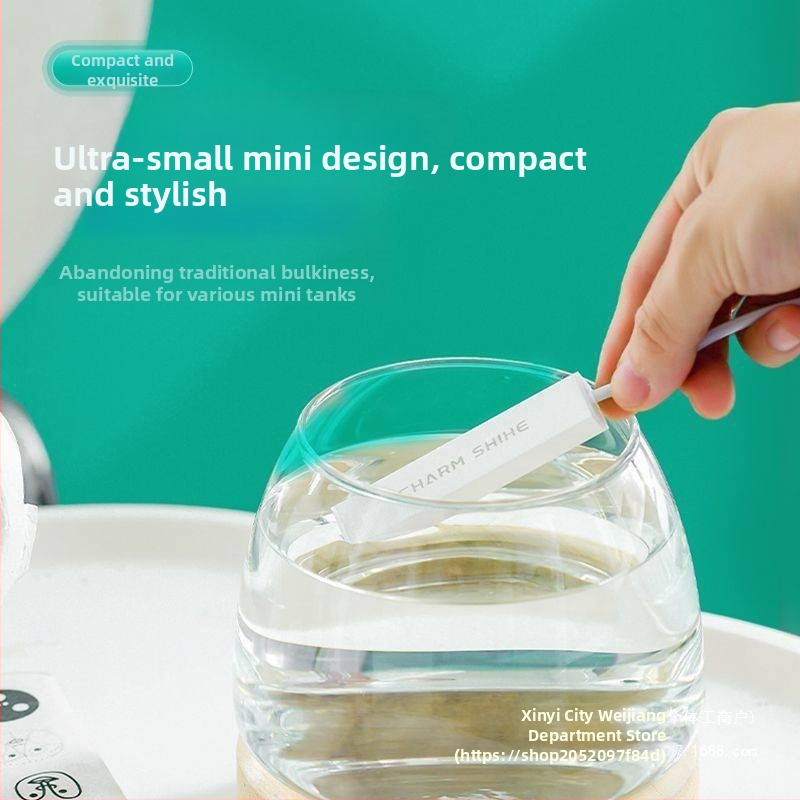 Akvariumo šildymo strypas, mažas, mini, intelektualus temperatūros valdymas, biuro stalinis stiklinis apvalus cilindras, automatinis temperatūros valdymas, šildymo strypas