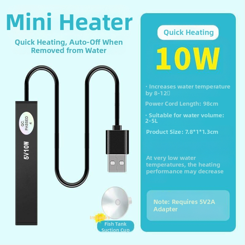 Akvárium fűtőrúd kicsi mini intelligens hőmérséklet-szabályozó irodai asztali üveg kerek henger automatikus hőmérséklet-szabályozó fűtőrúd